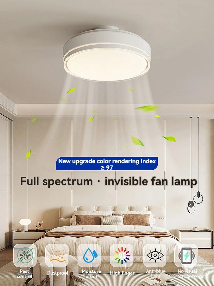 Modern Bladeless Ceiling Fans Round Flush Mount Fan Light
