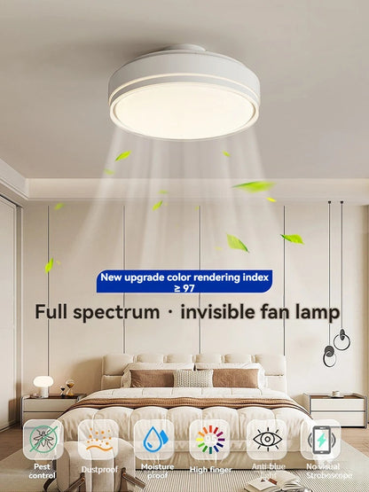 Modern Bladeless Ceiling Fans Round Flush Mount Fan Light