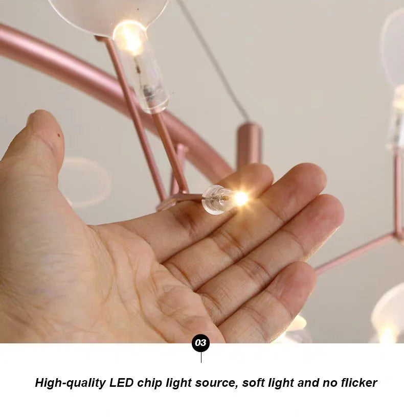 Nordic Heracleum chandelier lamp Living Room Modern designer Black/rose gold lamp