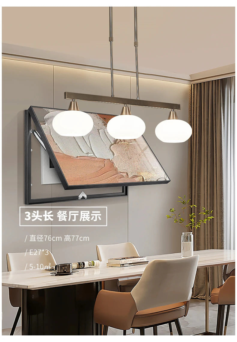Modern silver chandelier Metal milky white glass lampshade Living Room pendant lamp