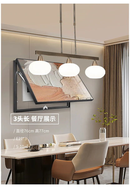 Modern silver chandelier Metal milky white glass lampshade Living Room pendant lamp