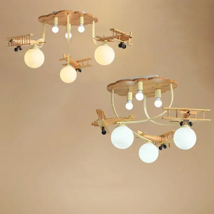 Airplane Chandelier Ceiling lamp Wooden Airplane Pendant Light