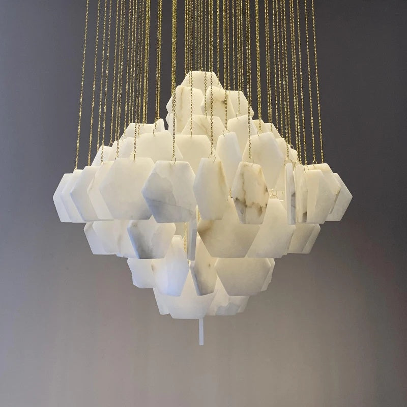 Hexa Alabaster Cascade Chandelier