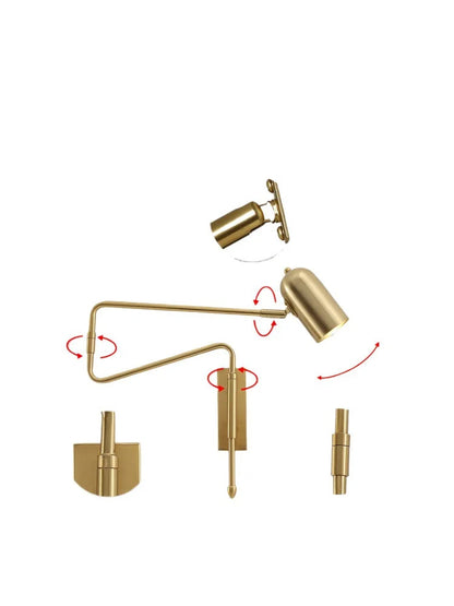Nordic Long arm Wall lamp Art design Adjustable Wall light gold black swing sconce