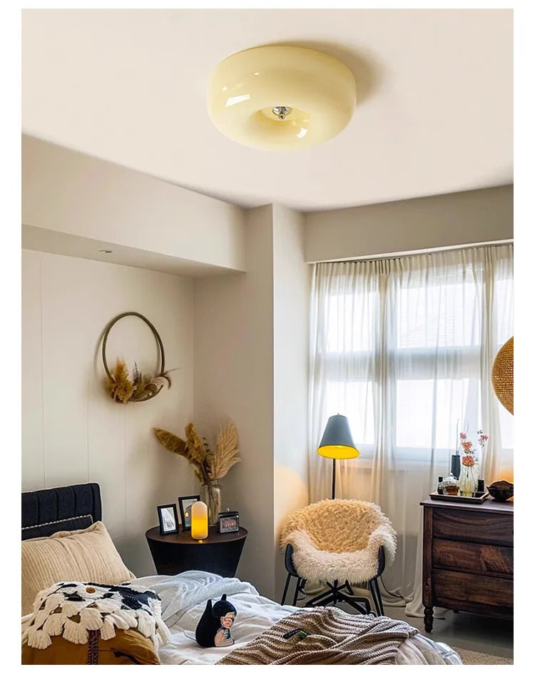 Cream Pudding Ceiling Lamp Bauhaus Glass Light Children's Room Bedroom Ceiling Lamp