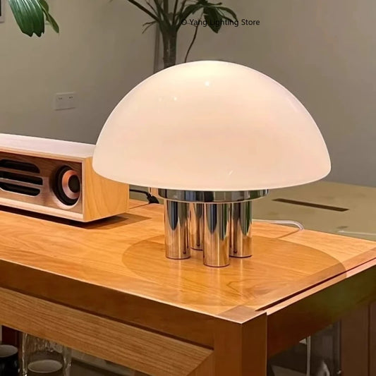 Mushroom Milk White Acrylic Retro Style LED Lights Romantic Nordic Home Decor Living Room Study Bedroom Warm Table Lamp