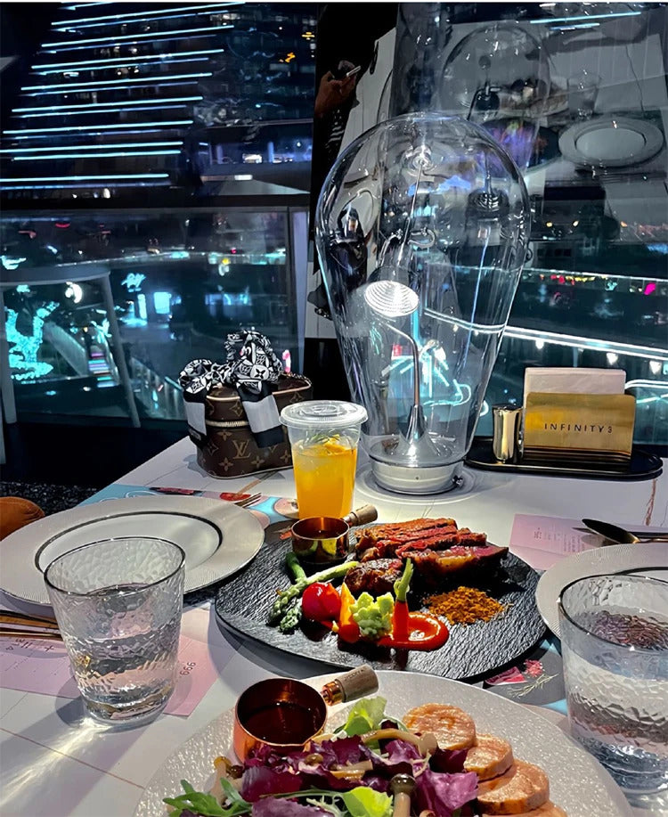 Italian Vintage Dimmable Table Lamp Rotary Glass Desk Light