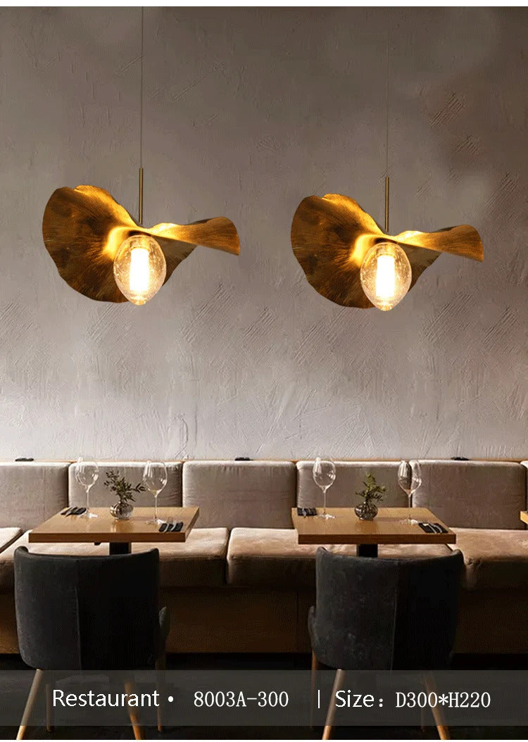 Lotus Leaf pendant light Hammered brass pendant lamp for living room dining room bedroom decoration kitchen light fixtures