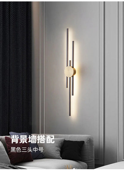 Modern Long Wall Lamp luxury minimalist black gold background LED Wall lights