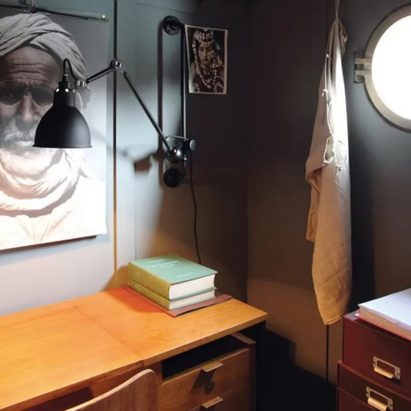 Nordic simple long black wall light Industrial Pole Swing Arm vintage Reading wall lamp