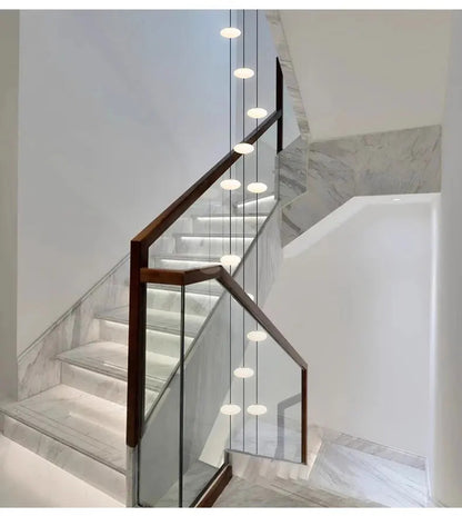 Modern villa Staircase Chandelier Nordic Oval String Ball Duplex Building LED pendant Light