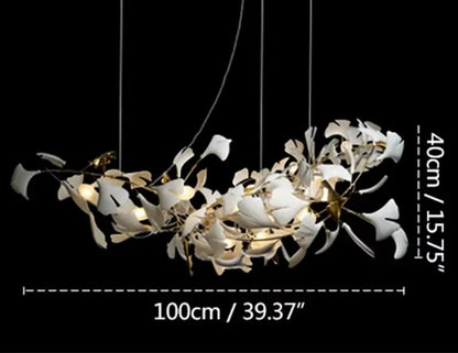 Luxury Ceramic Ginkgo Leaf Chandelier Gold Branches Chandelier