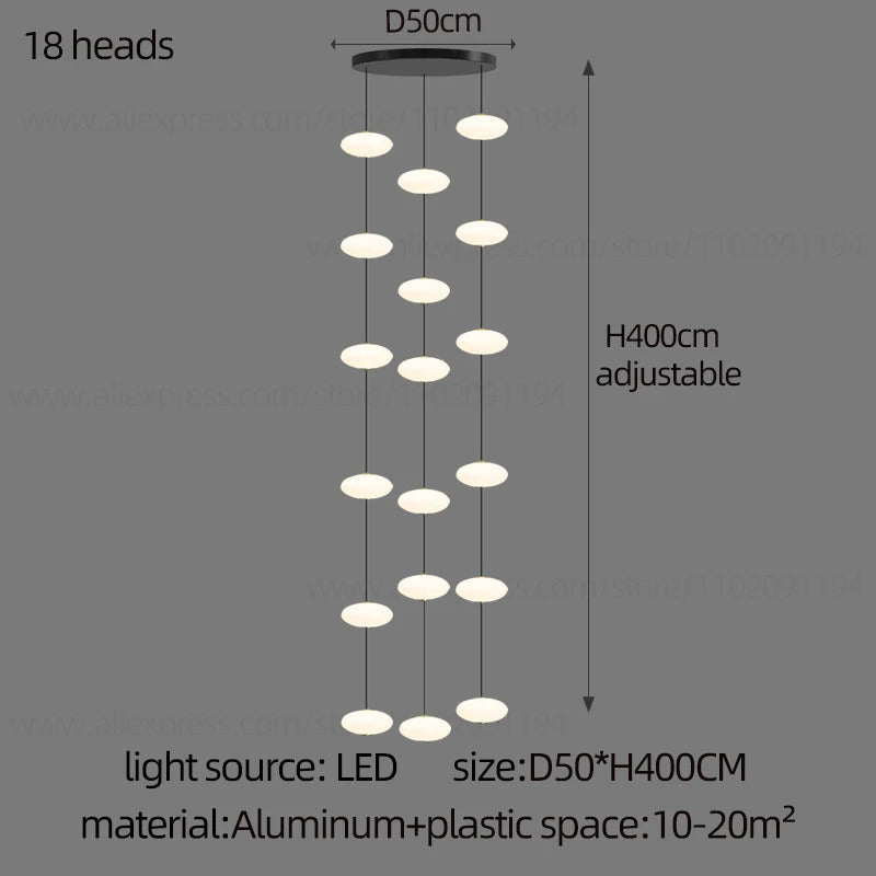 Modern villa Staircase Chandelier Nordic Oval String Ball Duplex Building LED pendant Light