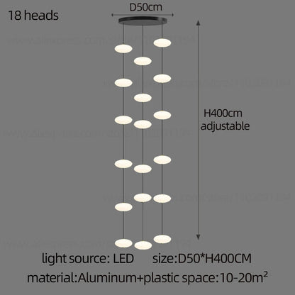 Modern villa Staircase Chandelier Nordic Oval String Ball Duplex Building LED pendant Light