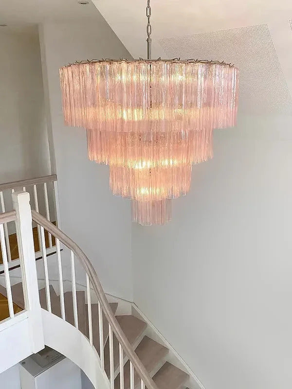 Modern Pink Glass Chandelier Designer Texture Glass Chandelie