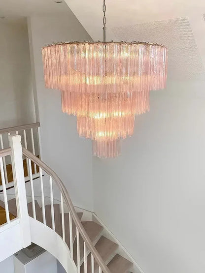 Modern Pink Glass Chandelier Designer Texture Glass Chandelie