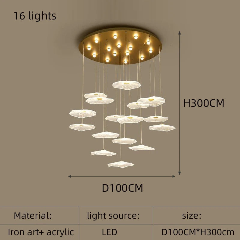 Nordic chandelier Leaf lotus chandelier of petals restaurant creative living room