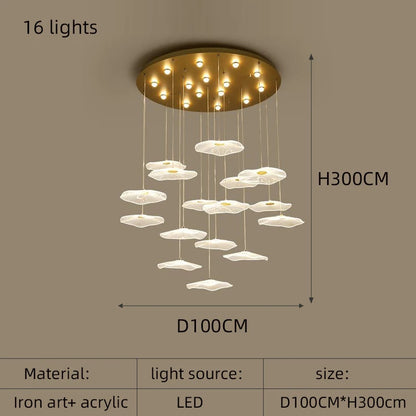 Nordic chandelier Leaf lotus chandelier of petals restaurant creative living room