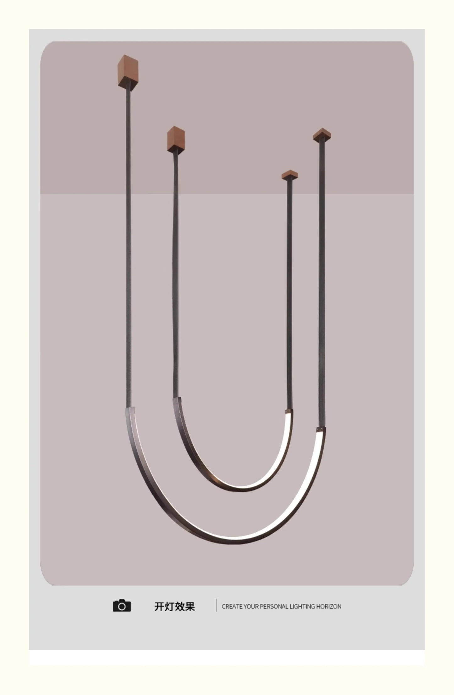 Nordic U-shaped Line Pendant Light LED Long Leather Hanging Lamp