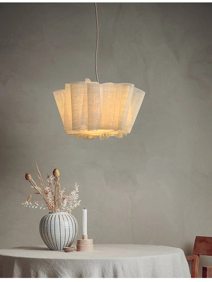 Nordic Linen Pleated Pendant lamp Vintage Wabi Sabi Wind Pendant light