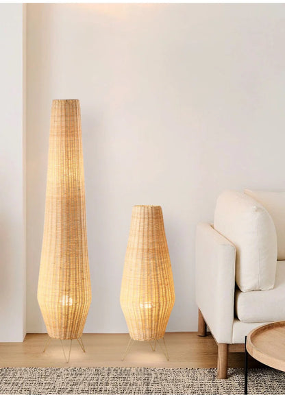Natural handmade rattan floor lamp Japanese Outdoor waterproof Garden standing lamp