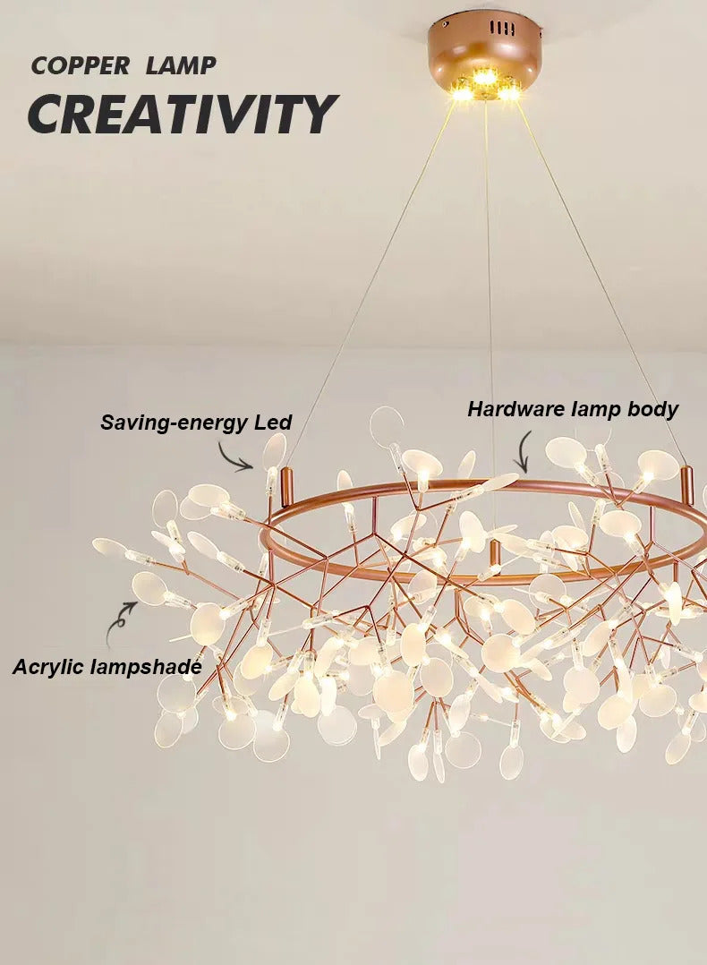 Ceiling Chandelier Nordic Hanging Living Room Chandelier Modern Kitchen Firefly Lamp Round Chandelier Lighting