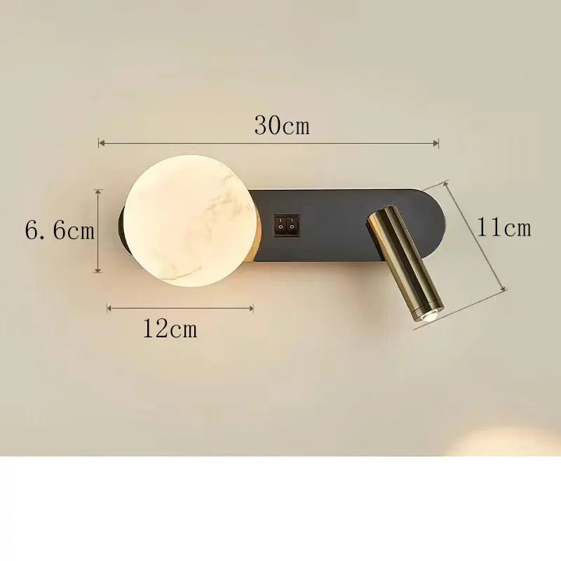 Nordic minimalist bedside wall light Modern moon with spotlights Adjustable wall lamps