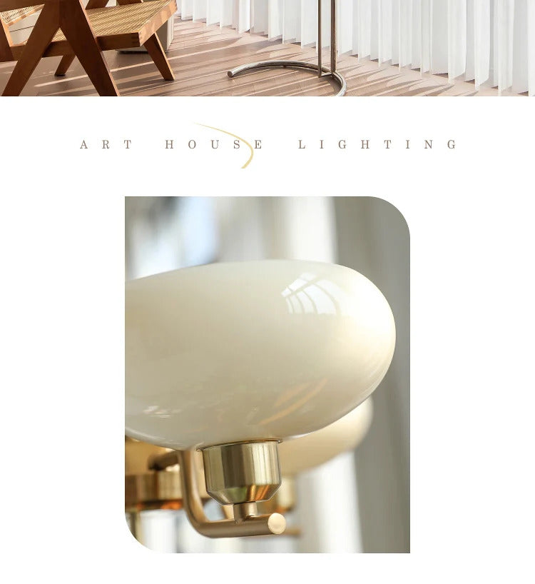 Mid century Bauhaus Chandeliers French Cream Style Pendant Lights