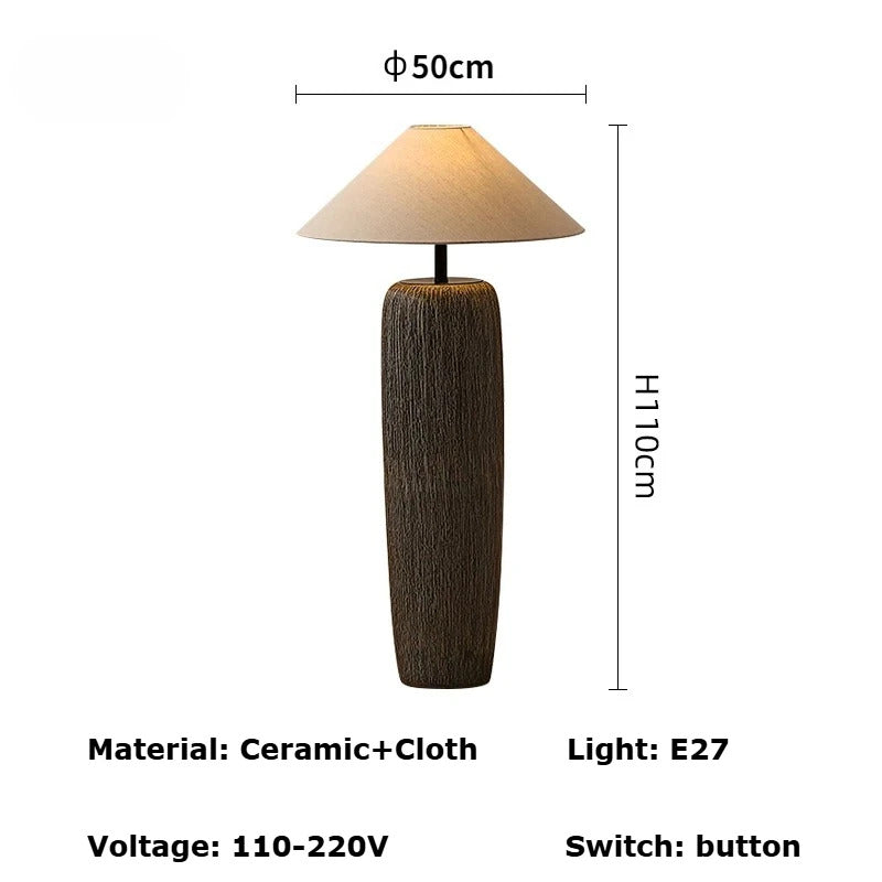 Ceramic Floor Lamp Quiet Pottery Pot Cloth Zen Floor Table Light