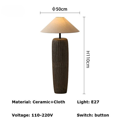 Ceramic Floor Lamp Quiet Pottery Pot Cloth Zen Floor Table Light