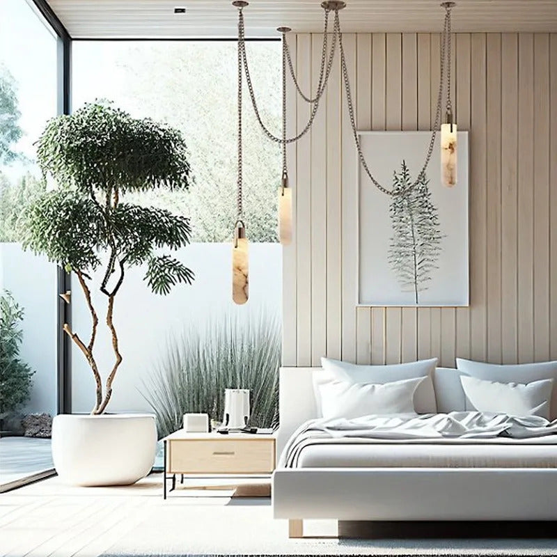 Marble Multi Light Pendant Chandelier Brass Alabaster Ceiling Chandelier Desigener For Living Dining Room Loft Staircase