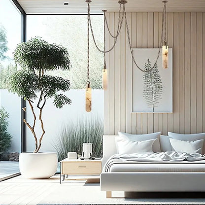 Marble Multi Light Pendant Chandelier Brass Alabaster Ceiling Chandelier Desigener For Living Dining Room Loft Staircase