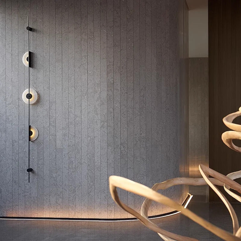 Alabaster Vertical Wall Lamp Modern Mable Wall Art Black Led Acrylic Circle Wall Lamp