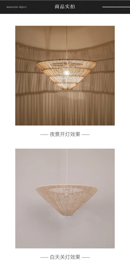 Nordic Umbrella Rattan Pendant Light Wabi sabi pendant lamp