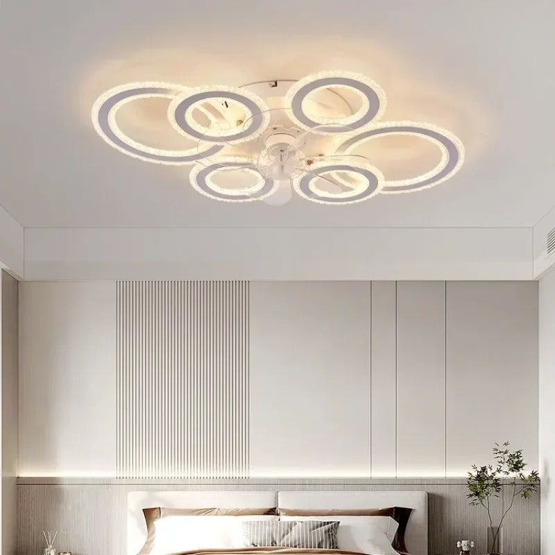 living room ceiling fan light Nordic LED remote control living room cooling fan light
