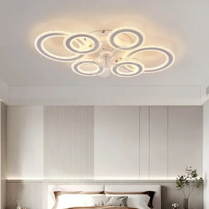 living room ceiling fan light Nordic LED remote control living room cooling fan light