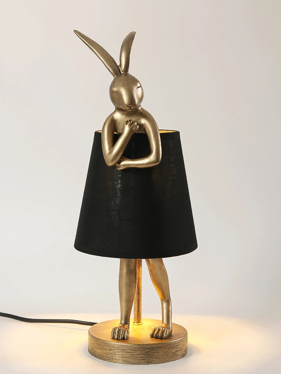 Nordic LED rabbit table lamp Designer resin rabbit desk lamp for study bedroom children's room reading led light bedside lamp