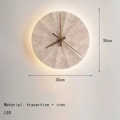 Creative Cave Stone Clock Wall Lamp Wabi Sabi Background Wall Light sconce