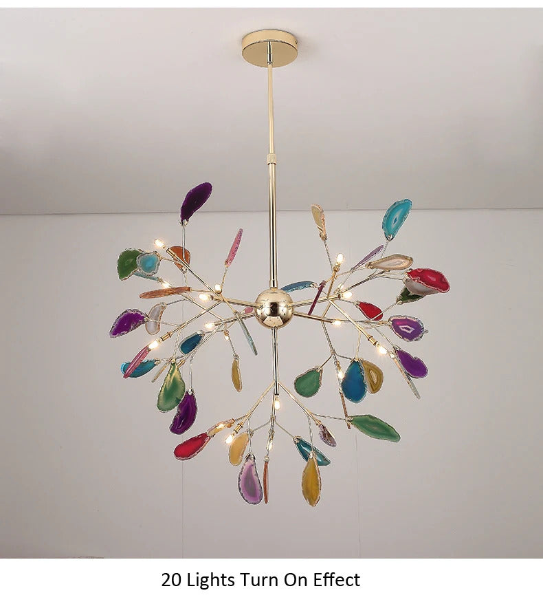 LED agate chandelier blue/green/purple/pink romantic chandelier