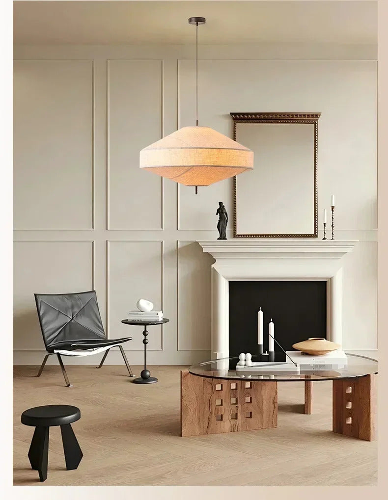 Wabi Sabi Fabric Pendant Light Nordic White Cloth Chandelier