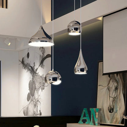 Nordic Plating Sliver Globe Ball Mirror Pendant Lights E27 Iron Hanging Lamp