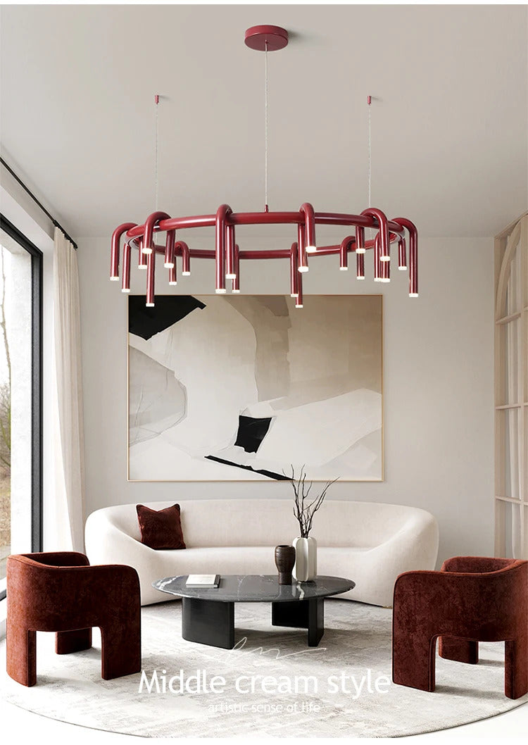 Nordic U-shaped Pendant lamp water pipe long strip Chandelier