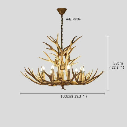 Christmas Style Antler Deer Chandelier for Living Room Loft Large Resin Deer Hanging Lamp Fixture Farmhouse BIg Hanging Light