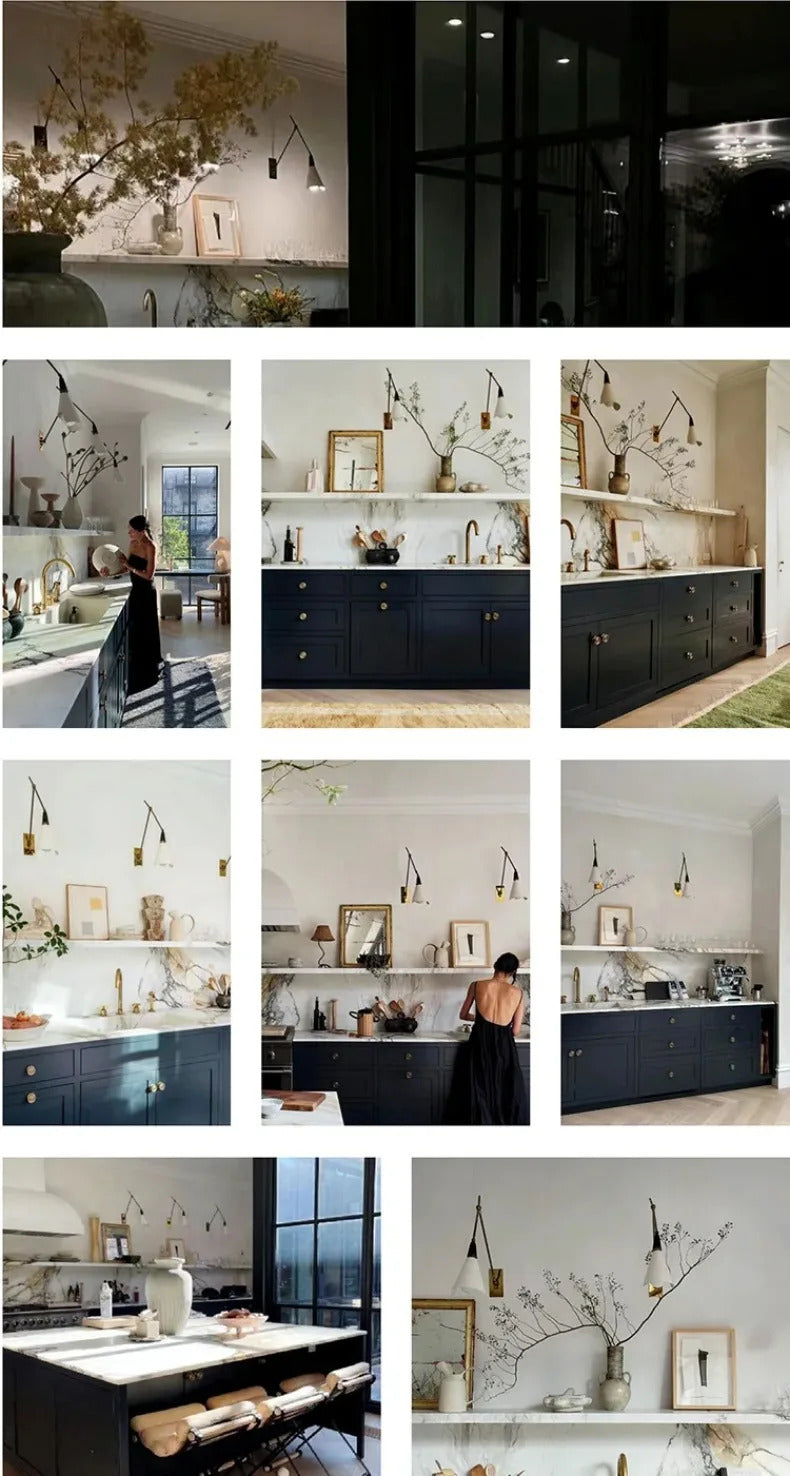 American Luxury Brass golden Wall Lamp Retro Swing Arm Adjustable Wall Light