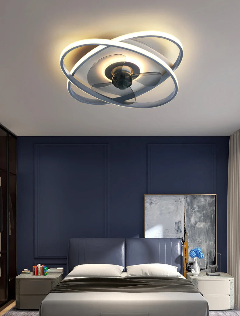 Modern bedroom decor led ceiling fan light lamp dining room remote control lamps