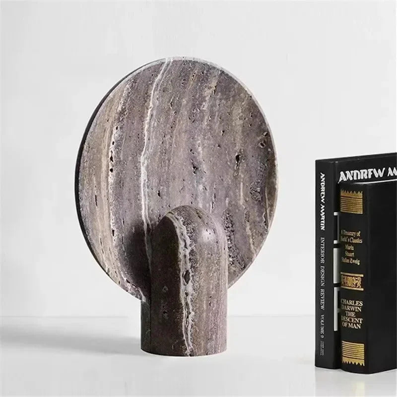 creative living room brown luxury dark travertine rock minimalist Nordic bedroom home decor LED modern resin table lamp