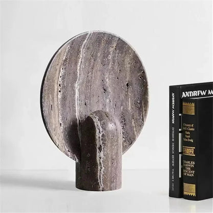 creative living room brown luxury dark travertine rock minimalist Nordic bedroom home decor LED modern resin table lamp