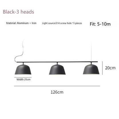 Danish designer Ambit rail pendant lamp Nordic black 3 heads long chandelier