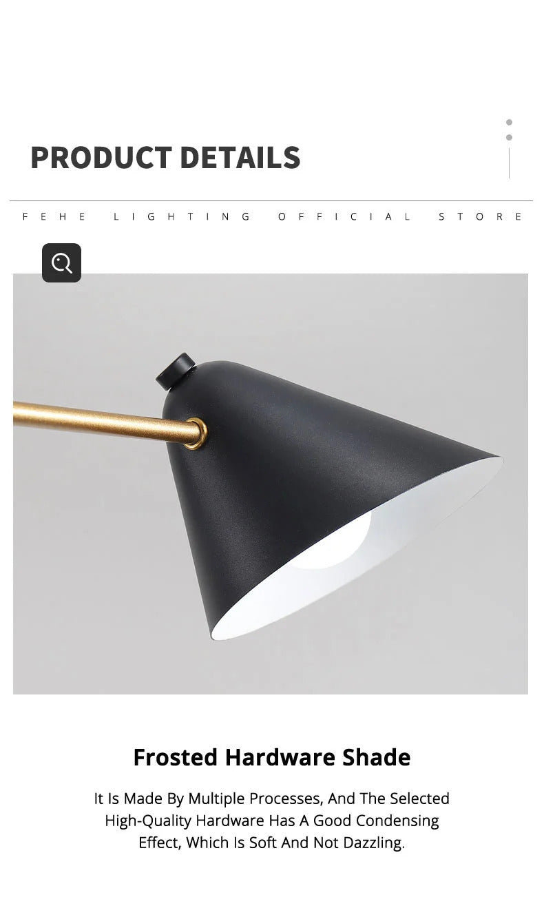 Nordic Minimalist Cone Shape chandelier Danish design black gold  iron Pendant Light
