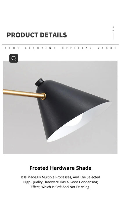 Nordic Minimalist Cone Shape chandelier Danish design black gold  iron Pendant Light